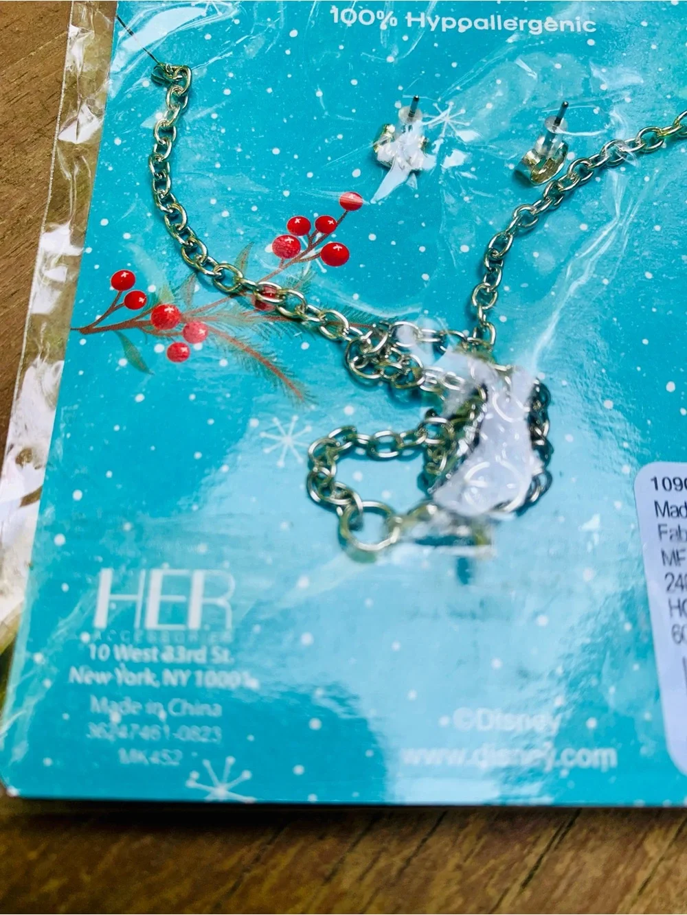 Disney Mickey & Minnie Holiday Necklace and Earrings Set - Green, Red, Yellow